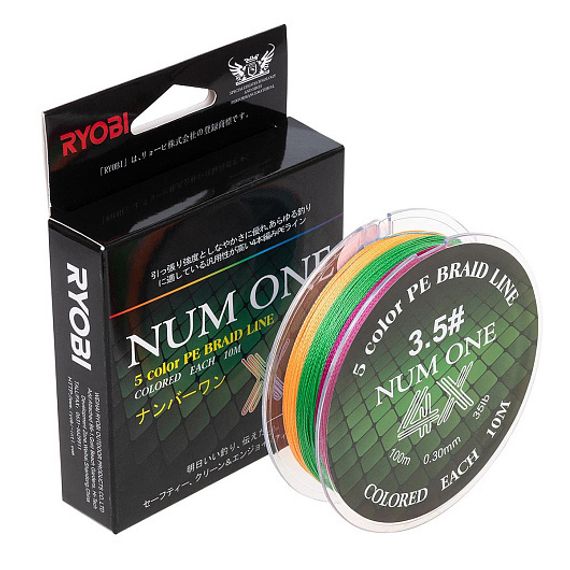 Шнур NUM ONE PE4X-100M 3.5#/0,310 mm Multi Colour Ryobi