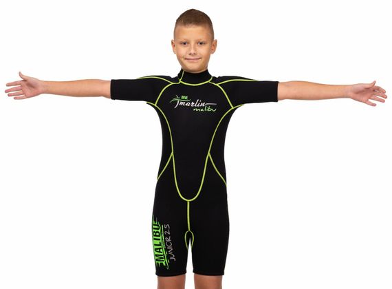 Гидрокостюм детский Marlin Malibu Shorty Junior 2,5 мм черно-зеленый