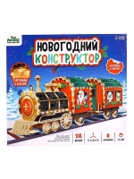 Деревянный конструктор «Новогодний поезд», 7,5х30х10 см, 108