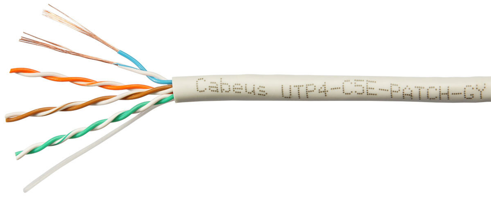 Кабель витая пара U/UTP 5e кат. 4 пары Cabeus UTP-4P-Cat.5e-PATCH-GY
