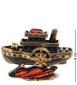 Народные промыслы AM-3012 Фигурка «Пароход» (латунь, янтарь)