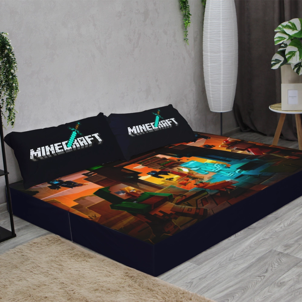 Бескаркасный диван кровать раскладной "Minecraft"