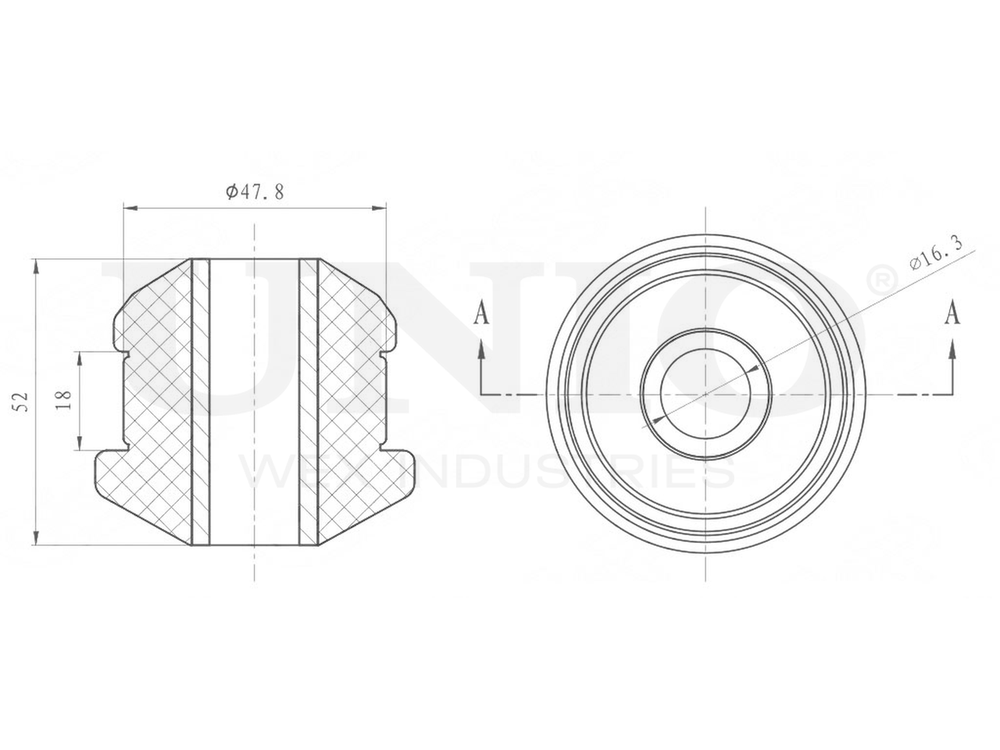 Сайлентблок переднего продольного рычага UNIO RMP-20599