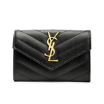 SAINT LAURENT Cassandre Grain De Poudre Envelope Wallet Small Noir
