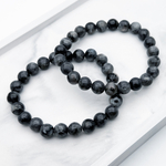 Браслет, ларвикит, диаметр бусин 8,1-8,3 мм, размер 17 см