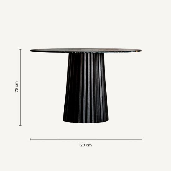 Обеденный стол из дерева Plisse 121 см черный мрамор и дерево Испания