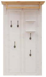 Вешалка настенная для одежды Сюзанна 80х32х140 см из массива сосны, деревянная вешалка в прихожую, белый/антик