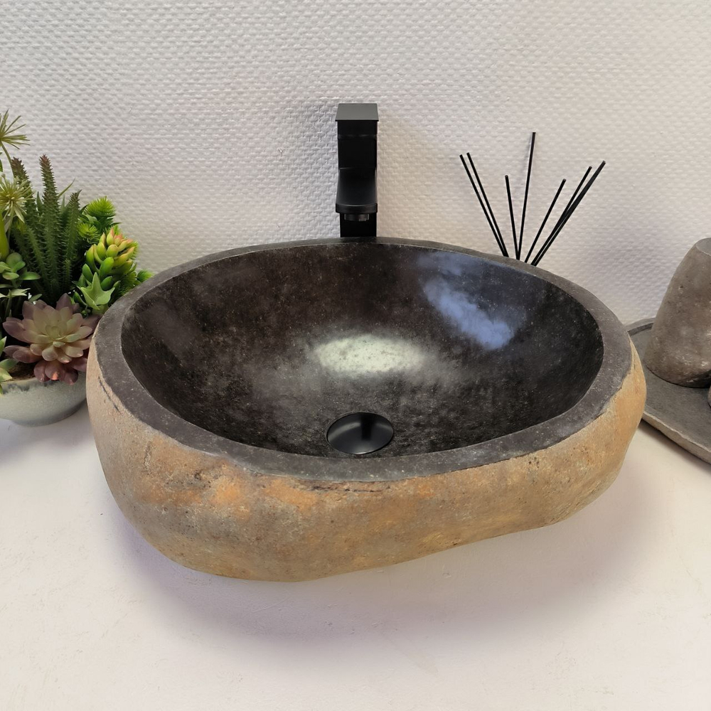 Раковина из речного камня RS-64128 (49*41*15) 0122