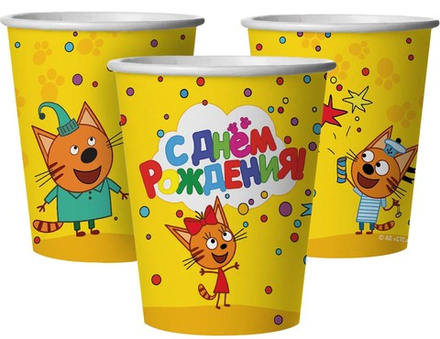Стаканы (250 мл) Три Кота, С Днем Рождения!, 6 шт.