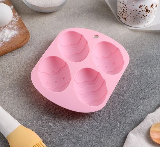 Форма для выпечки "Пасхальное яйцо", 15*12,6*2,5 см, 4 ячейки