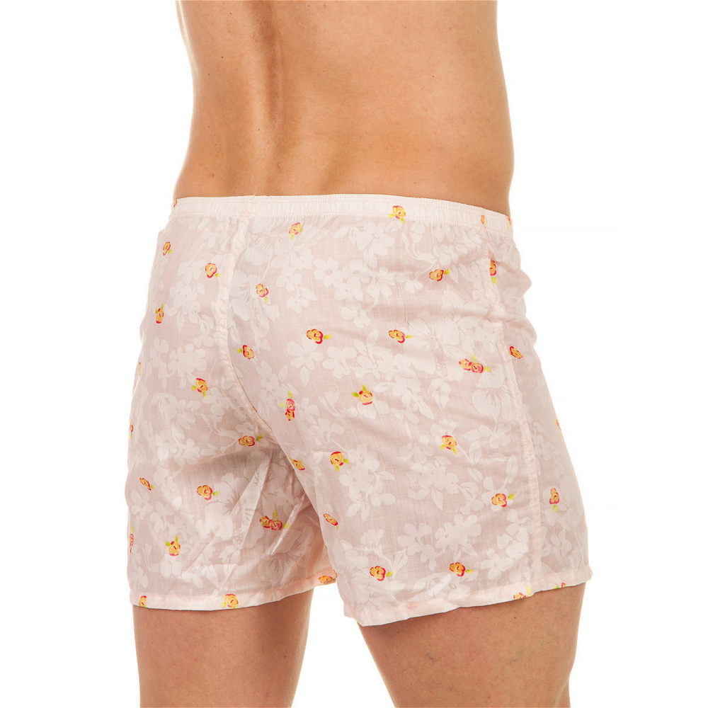 Мужские трусы-шорты розовые с узором Romantic Days Romeo Rossi White Shorts RR00311 Мужские трусы-шорты розовые с узором Romantic Days Romeo Rossi White Shorts RR00311