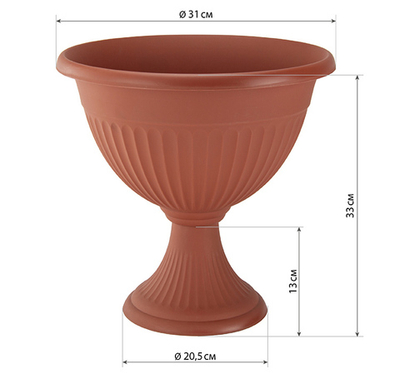 Кашпо-вазон ЛИВИЯ на ножке D310мм низкий М3206