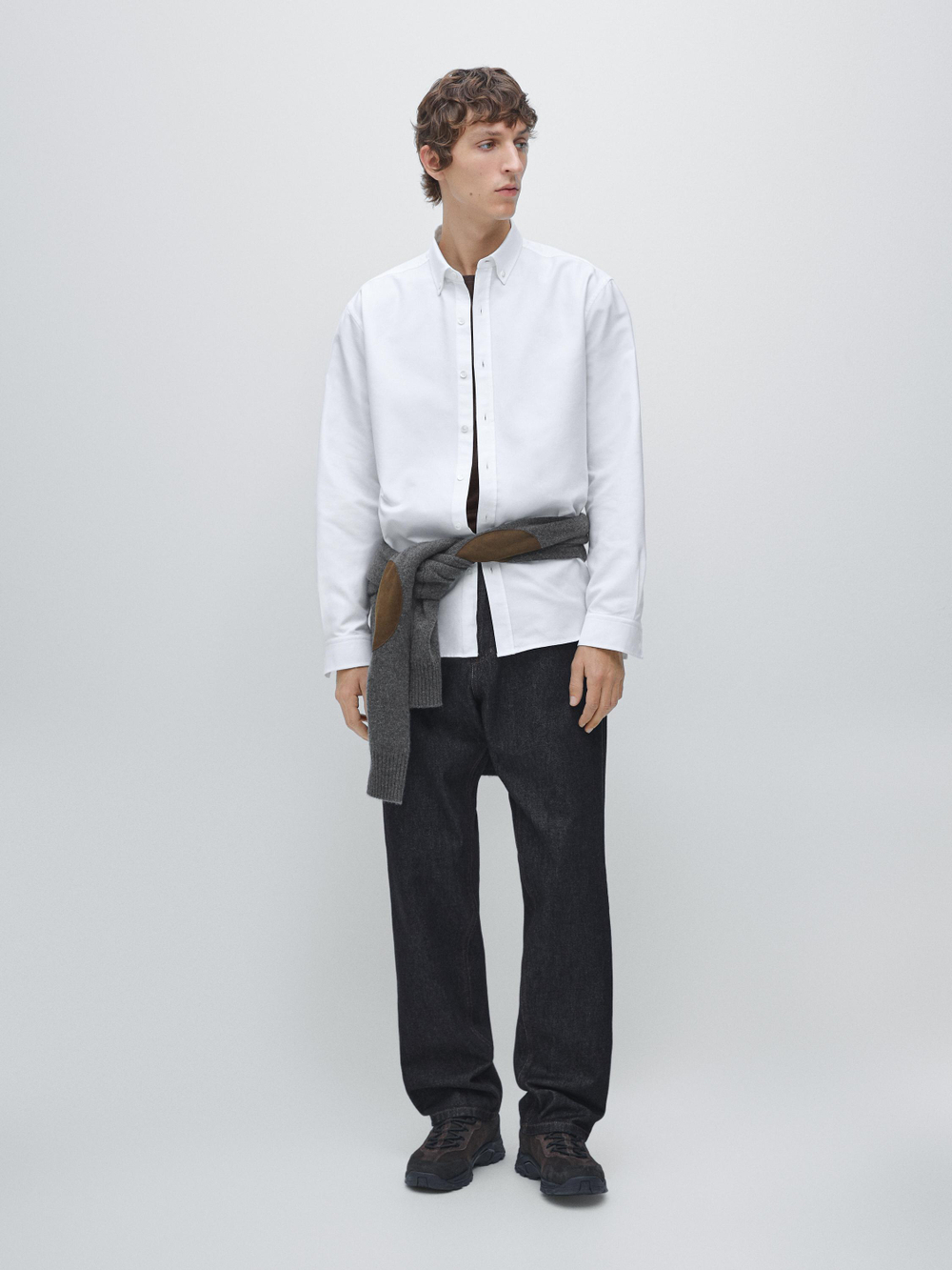 Massimo Dutti Рубашка Оксфорд из 100% хлопка, белый