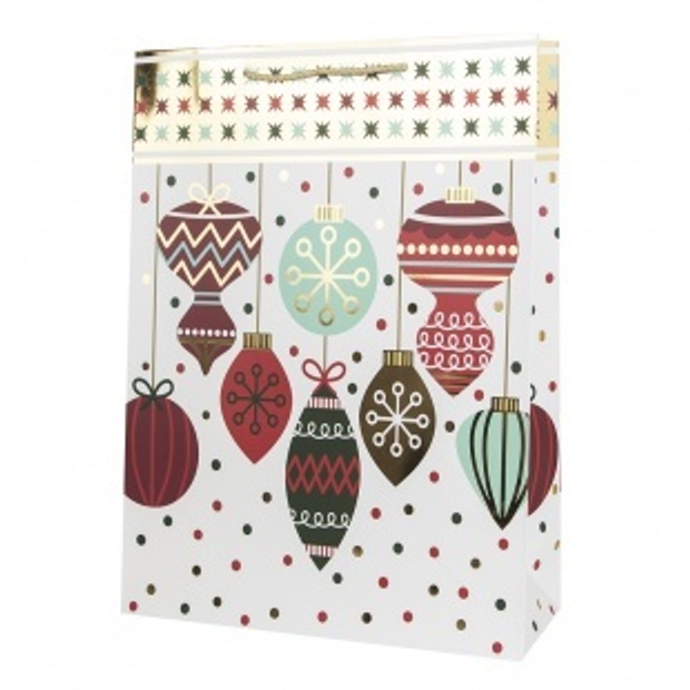 Пакет подарочный, Елочные украшения, Металлик, 32*26*10 см, 1 шт.