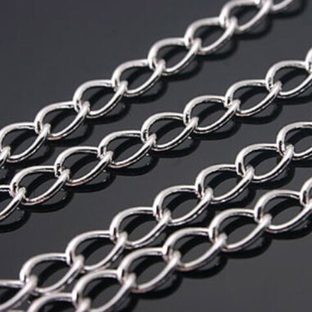 Цепочка, цвет серебро (родий), размер звена 3*4 мм, цена за 50 см