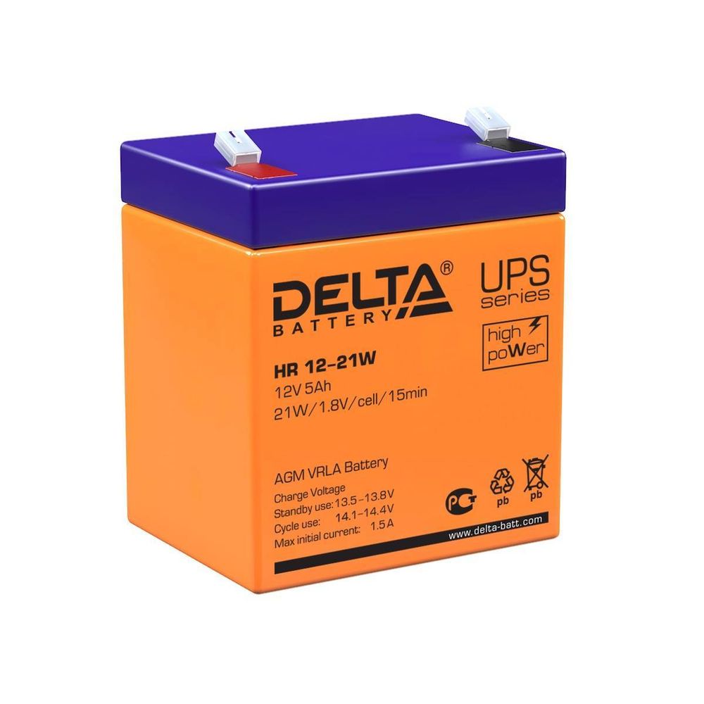 Аккумуляторная батарея Delta HR 12-21 W напряжение 12В, емкость 5Ач (90x70x107mm)