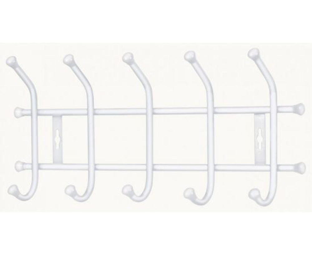 Вешалка настенная 5 крючков Д49,5хШ21,5хВ8,5см металл, матовый белый ВНТ5/МБ Nika