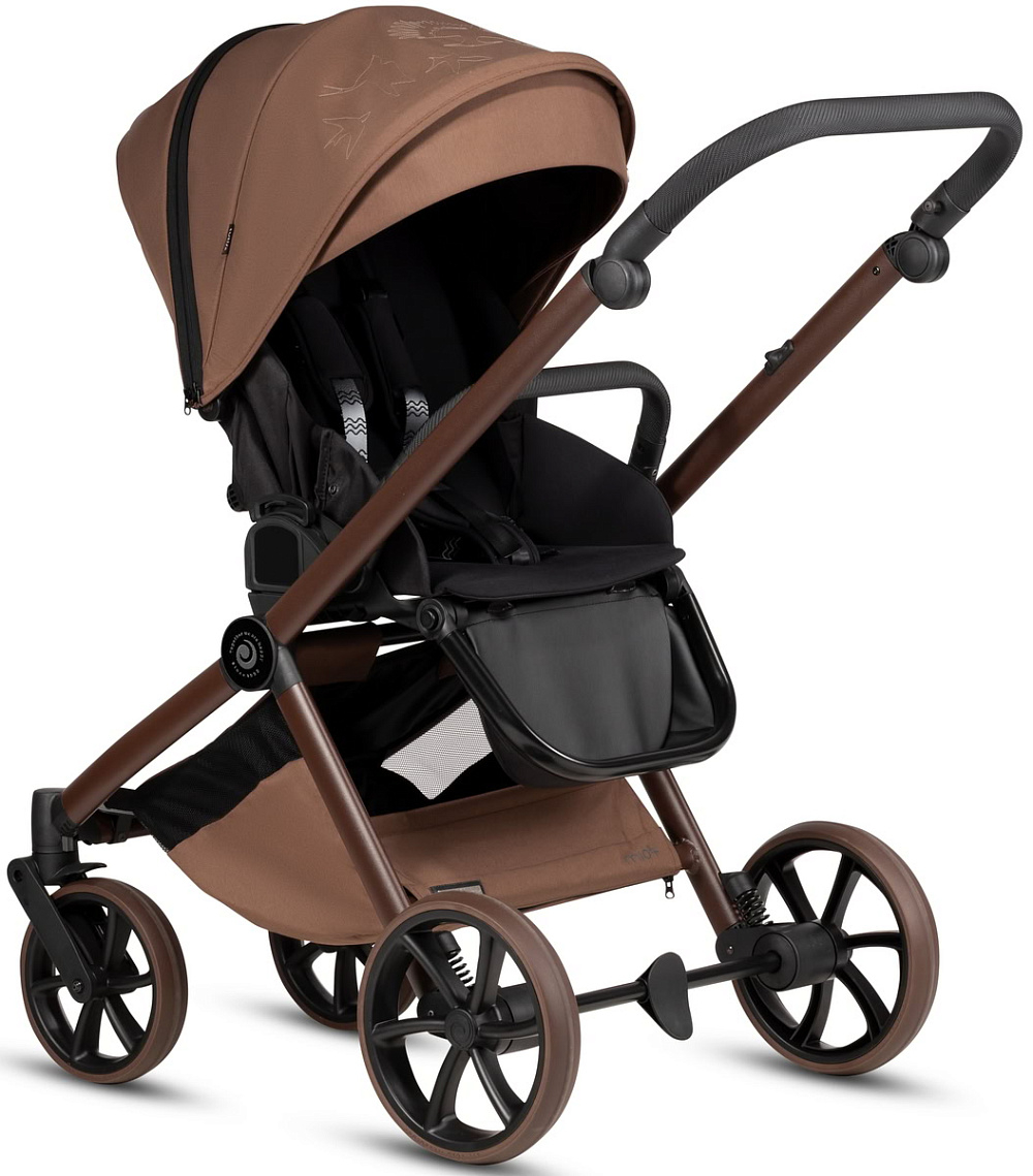 Детская коляска Tutis Mio 3 Plus Limited New 4 в 1 с автокреслом Elo Lux EduSky Black и базой 1622016 Hoopoe Brown