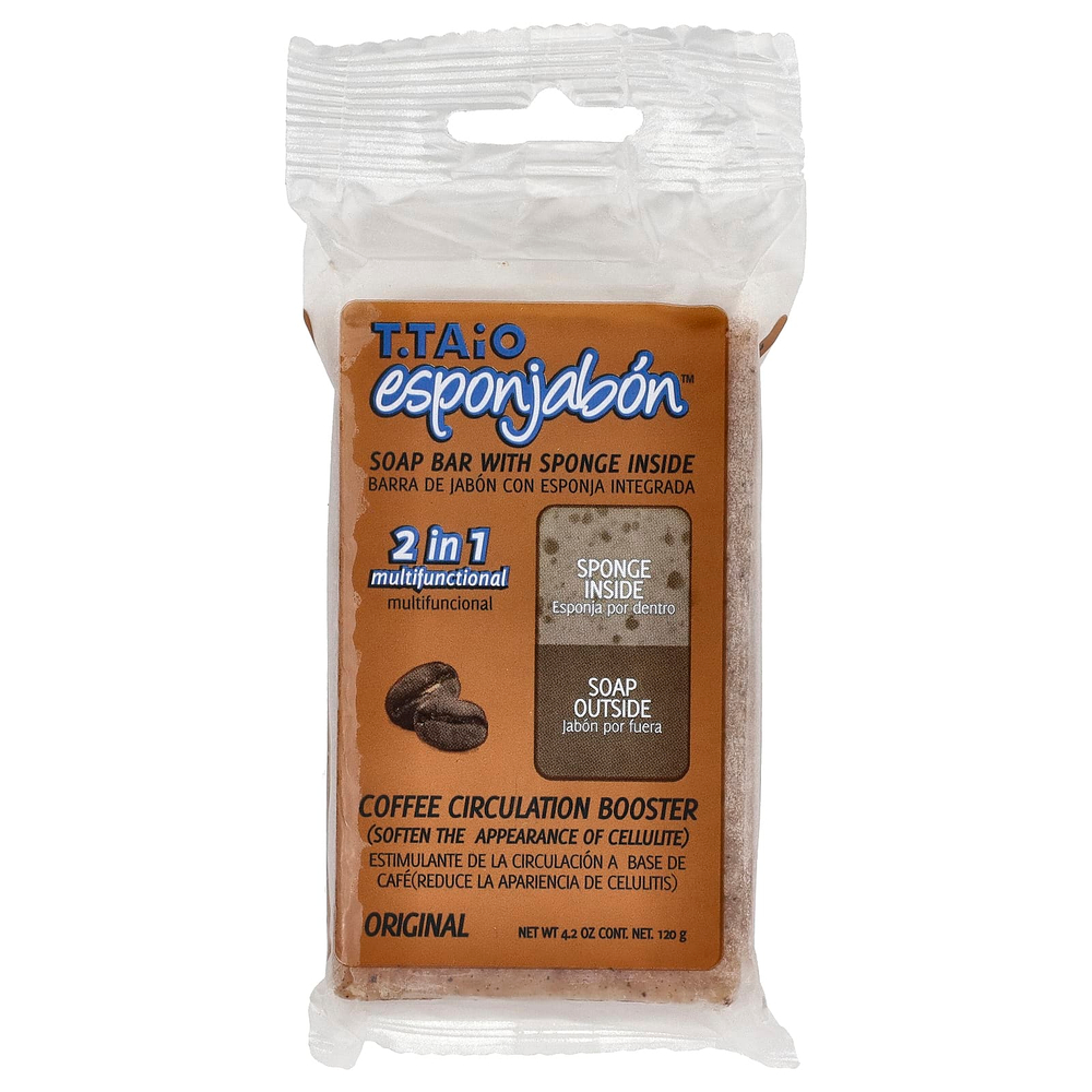 T. Taio, мыло с губкой внутри, для поддержки циркуляции кофе, оригинальный вкус, 120 г (4,2 унции)