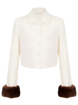 Жакет Love26 с норкой, молочный