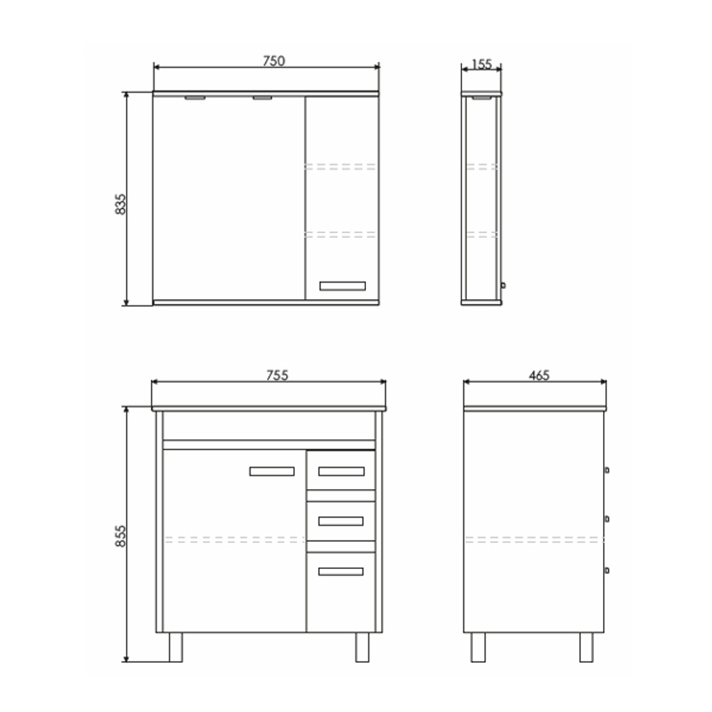 Comforty. Тумба-умывальник Марио-75 дуб темный с раковиной Quadro 75