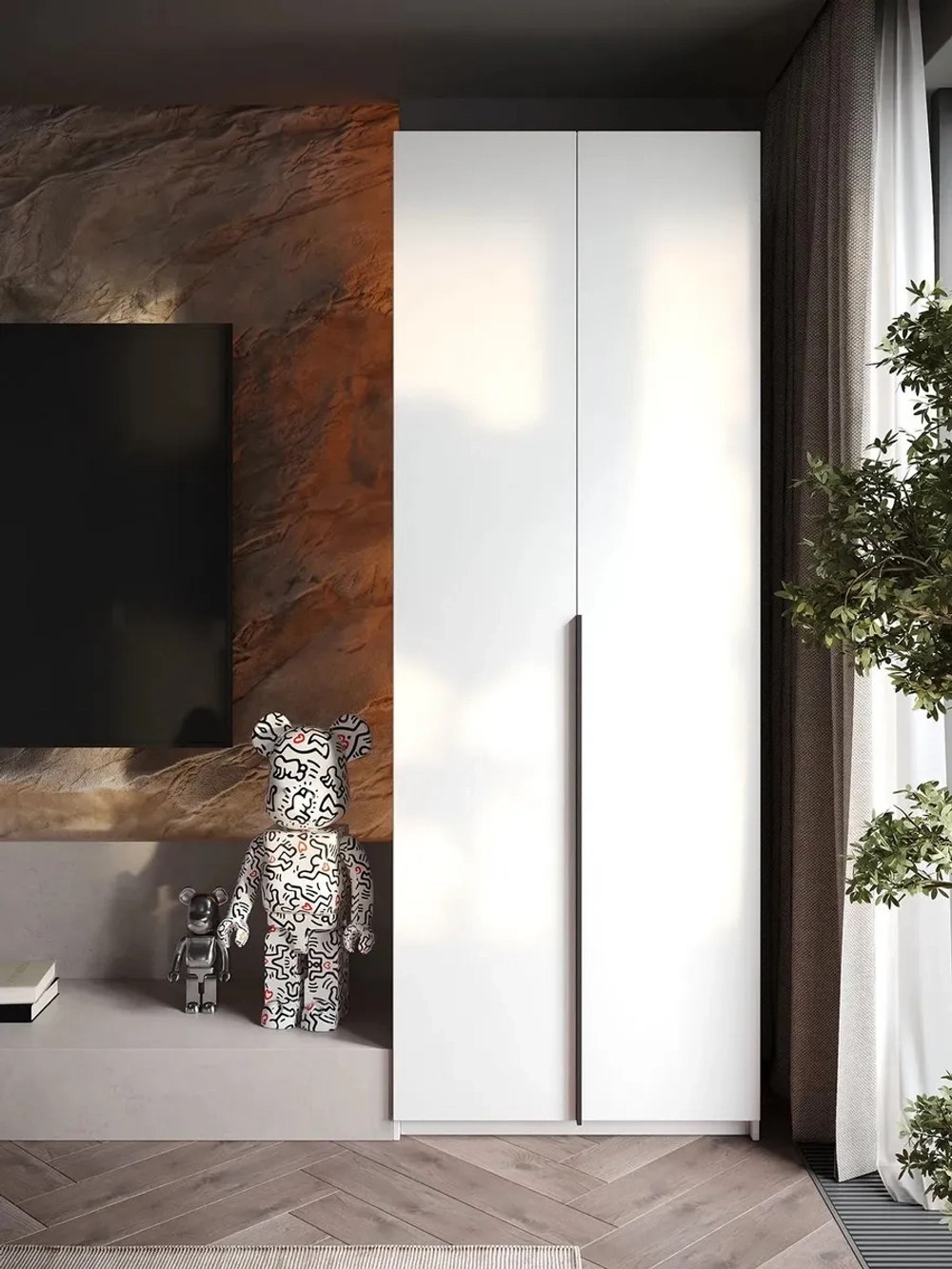 Шкаф Распашной Белый 81х220x52,5 SOHO