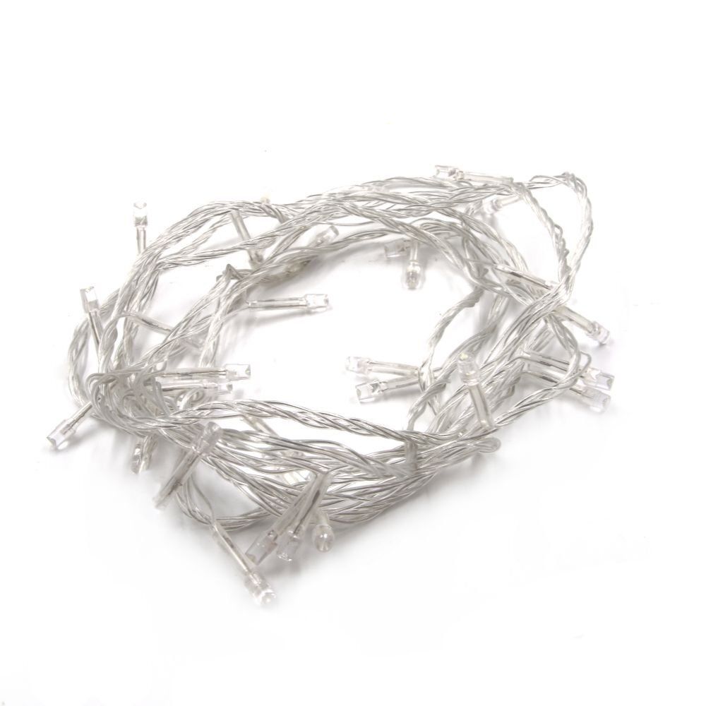 GAEM Электрогирлянда комнатная, L10,5 м, 100 белых LED ламп 5,5W, 8 реж свеч, шнур прозр 1,5 м, IP20