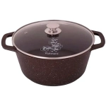 Кастрюля 6,5л «Мраморная»(кофейный мрамор) со стеклянной крышкой кмк652а