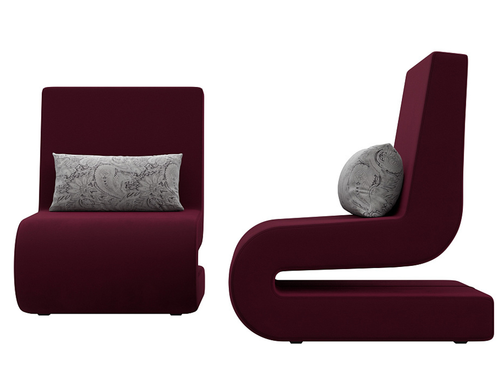 Кресло Волна (2 шт.), Бордовый/Серый, Микровельвет\Велюр, 115672