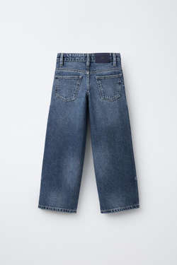 ZARA ДЖИНСЫ WIDE LEG С БАБОЧКАМИ, СИНИЙ