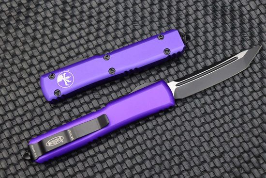 Microtech Ultratech T/E - нож автомат., фиолет., алюм. рук-ть, черн. клинок