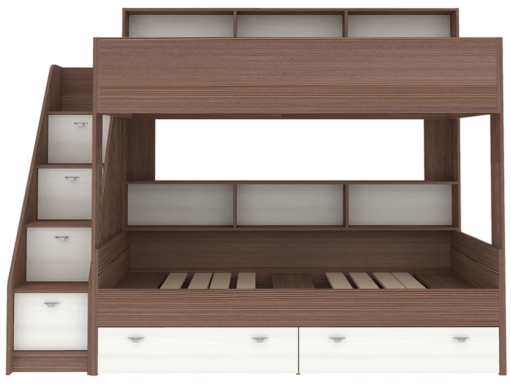 Двухъярусная кровать КарИВи Голден Кидс 10 Бодего Темный Белое Дерево