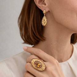 Серьги с Цитрином и Оранжевыми Сапфирами, E0105-1/6