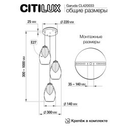 Citilux Garuda CL420033 Подвесной светильник Бронза
