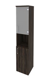 Шкаф-пенал с 2 комплектами дверей, стеклом и нишей Onix