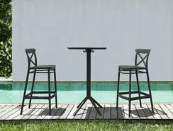 Стол пластиковый барный складной Sky Folding 60х60 черный