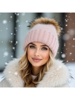 шапка ангора с меховым помпоном зимняя пушистая стильная
