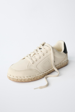ZARA КЕДЫ С ДЕТАЛЯМИ ИЗ ДЖУТА, БЕЛЫЙ