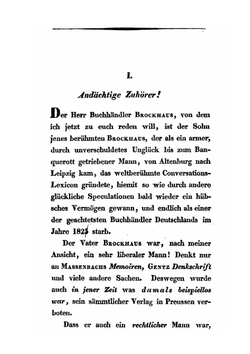 Controvers-Predigt Über Den Buchhändler Herrn Brockhaus Und Die Blätter Für Literarische Unterhaltung | J. Lyser