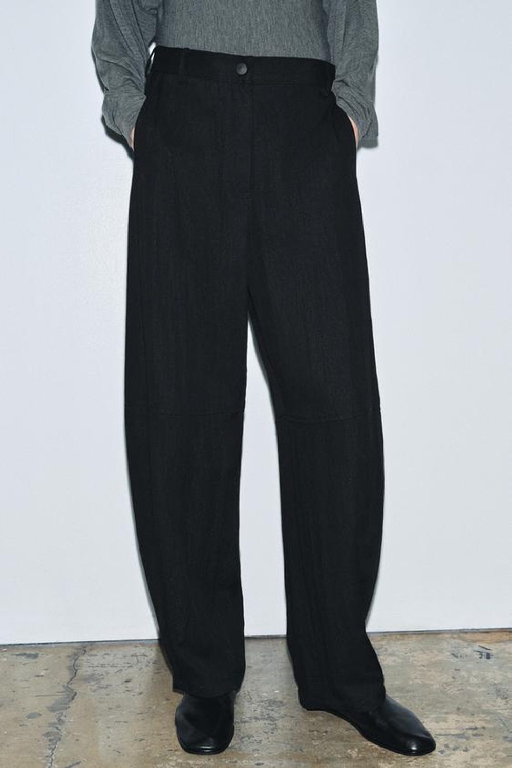 ZARA СВОБОДНЫЕ БРЮКИ-БАЛЛОНЫ ZW COLLECTION, ЧЕРНЫЙ