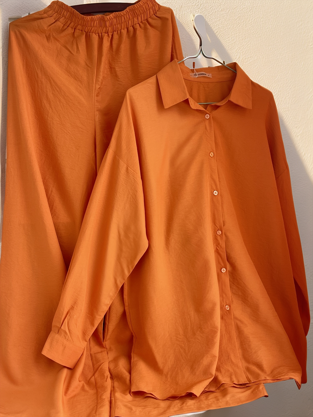 Костюм летний с брюками оверсайз, оранжевый