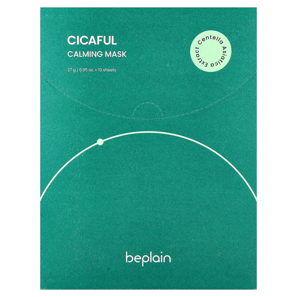 Beplain, Cicaful успокаивающая косметическая маска, 10 шт., 27 г (0,95 унции)