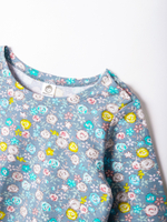 Платье с воланом "Розы на сером"