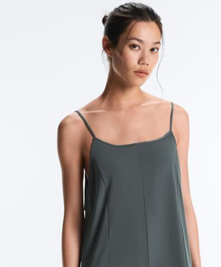 OYSHO Широкий длинный комбинезон Light Touch, серый стальной