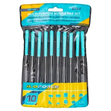 Набор надфилей разнопрофильных 10пр.(L-140мм,Ø3мм),в блистере ILOforce IF-6163