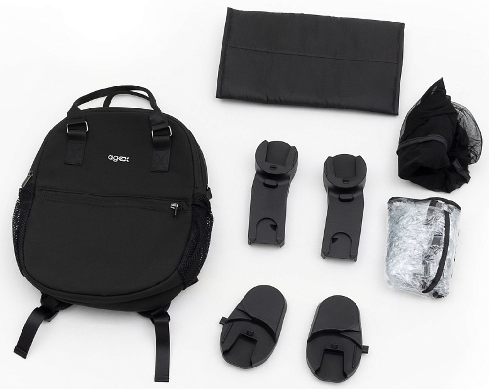 Коляска Agex Prima Pro 3 в 1 с автокреслом i-Safe Black Midnight Grey (Темно-серый)