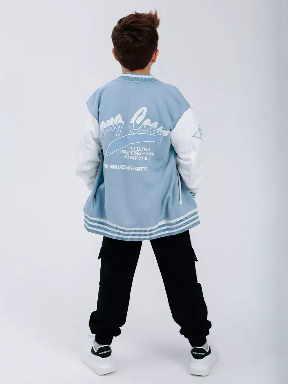 Голубой бомбер детский для школы и сада