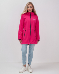 Парка спортивная женская с капюшоном softshell розового цвета 9568R