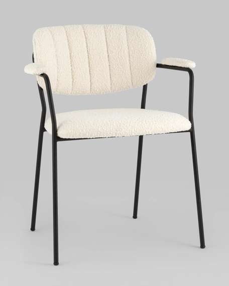 Стул Carol с подлокотниками, белое букле