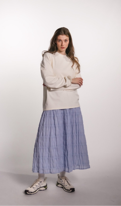 Юбка на кокетке из воздушного батиста, голубая